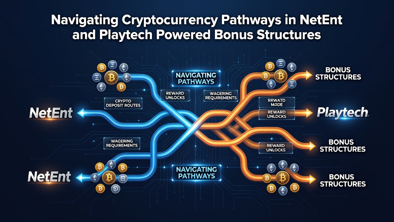 Detailed view of bonus structure navigation using crypto in Playtech and NetEnt powered casinos
